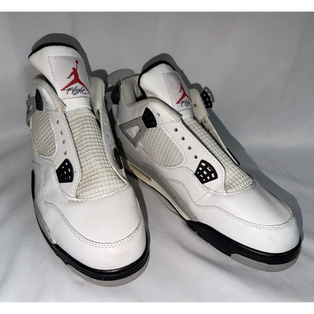 Jordan 4 Retro Size 13 White Cement Leather Speckled Grey Accents
